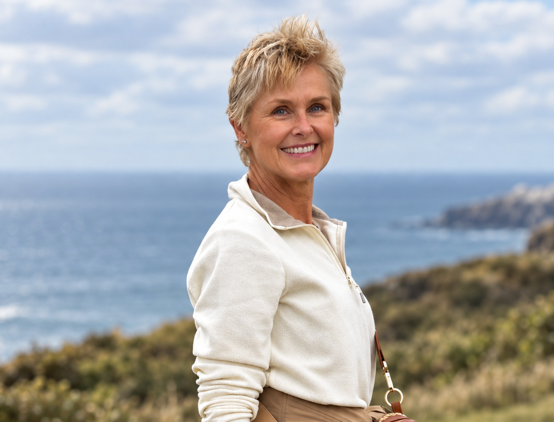 Sarah Clough on the Cornish cliffs